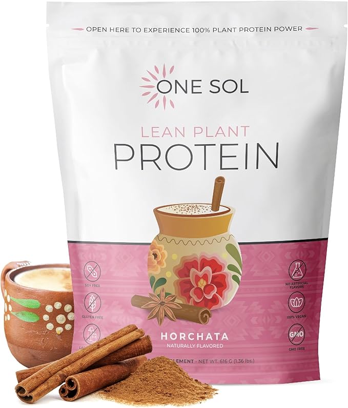 One Sol Lean Plant-Based Protein Powder, Pea & Brown Rice Protein, Low Carb, Vegan Friendly