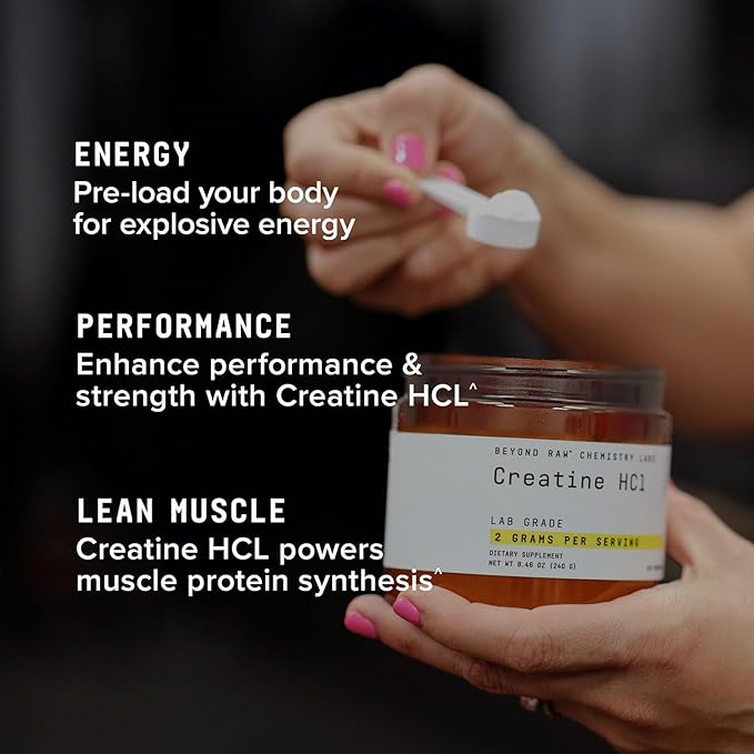 BEYOND RAW Creatine HCl Powder, Science Backed, Lab Grade, Creatine for Women & Men, Muscle