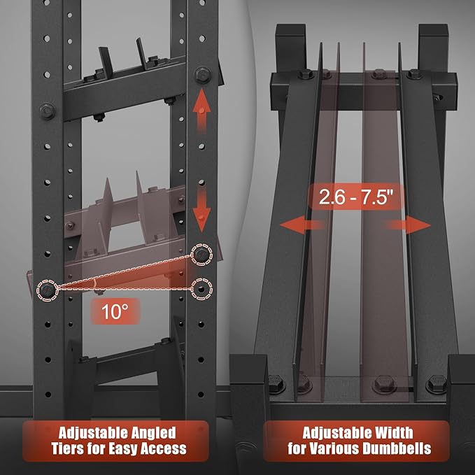 3-Tier Dumbbell Rack, 1100LB Capacity Adjustable Weight Rack for Home Gym, Heavy-Duty Weight Stand