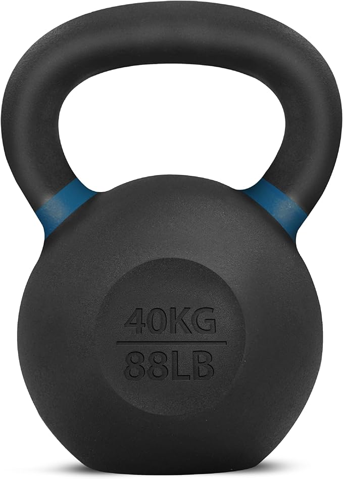 Yes4All Kettlebell, Heavy Duty Powder Coated Cast Iron Kettlebells, Non-Slip Handle & Flat Bottom