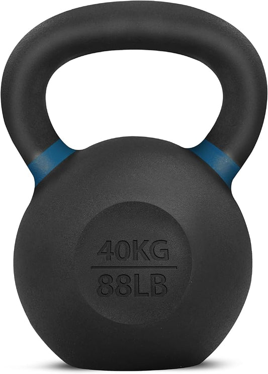 Yes4All Kettlebell, Heavy Duty Powder Coated Cast Iron Kettlebells, Non-Slip Handle & Flat Bottom