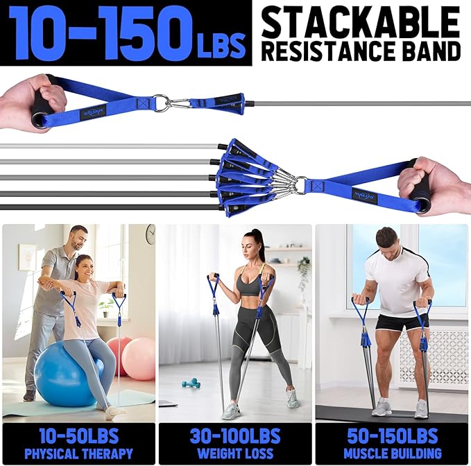 WALITO Resistance Bands Set - Exercise Bands with Handles, Door Anchor, Legs Ankle Straps, for