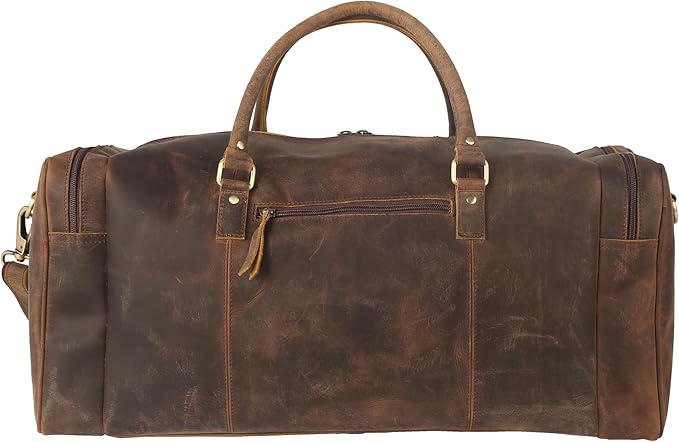 KomalC 24 inch Duffel Bag Travel Sports Overnight Weekend Leather Duffle Bag for Gym Sports Cabin