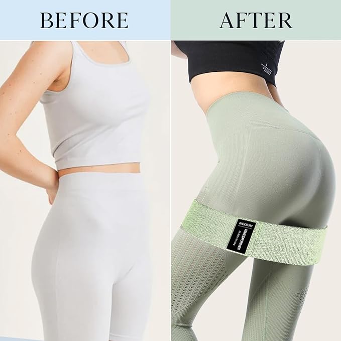 Wide Fabric Resistance Bands for Working Out, 3 Level Non-Slip Exercise Booty Bands for Women & Men