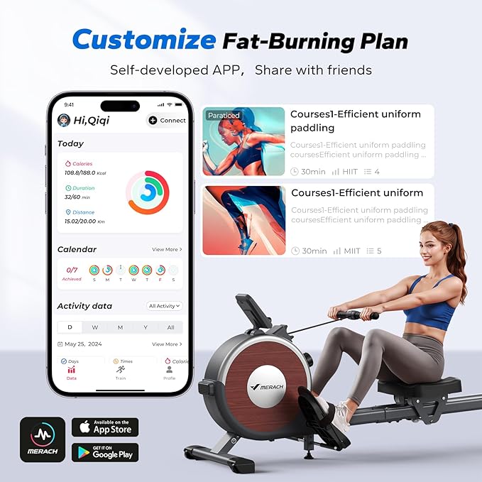 MERACH Rowing Machines for Home, Magnetic Rowing Machine with 16 Levels, Rower Machine of Quiet