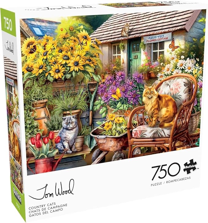 Buffalo Games - Tom Wood - Country Cats - 750 Piece Jigsaw Puzzle for Adults -Challenging Puzzle
