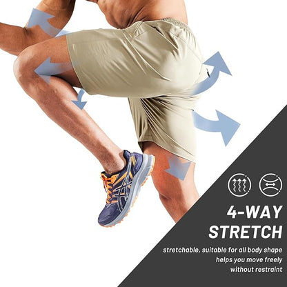MIER Men's Quick Dry Running Shorts with Zipper Pocket, Elastic Waist Athletic Workout Exercise