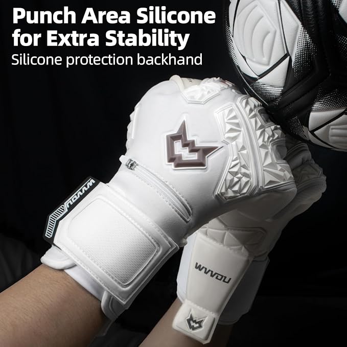 WVVOU Soccer Goalie Gloves for Adults and Youth, High Performance Goalkeeper Gloves with 5