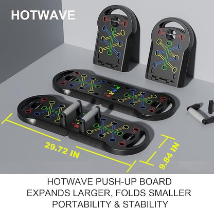 HOTWAVE Push Up Board Fitness, Portable Foldable 20 in 1 Push Up Bar at Home Gym, Pushup Handles