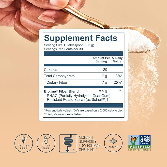 Daily Prebiotic Fiber Powder Unflavored - 7g Per Serving - Soluble & Insoluble Fiber Supplement