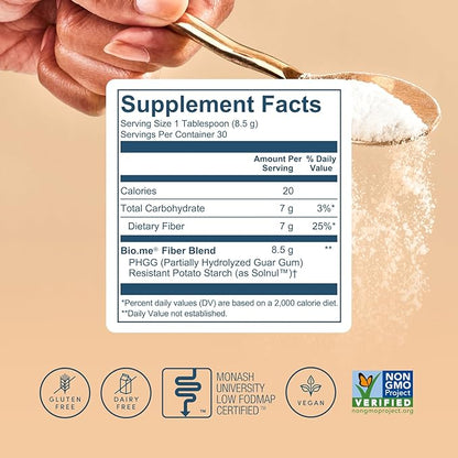 Daily Prebiotic Fiber Powder Unflavored - 7g Per Serving - Soluble & Insoluble Fiber Supplement