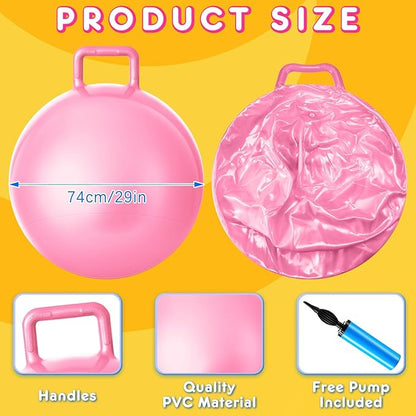 Lewtemi 6 Pcs Hopper Ball Carnival Outdoor Games 29 Inch Jumping Hopping Inflatable Ball Bouncing