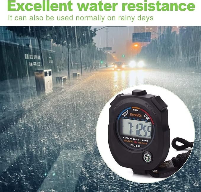 2 Pack Multi-Function Digital Stopwatch Timer, Large Display with Date, Time, and Alarm, Ideal for