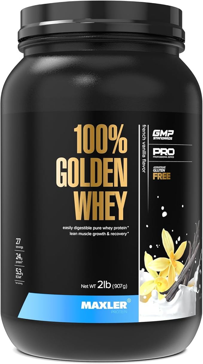 Maxler 100% Golden Whey Protein - 24g of Protein per Serving - Premium Whey Protein Powder for Pre