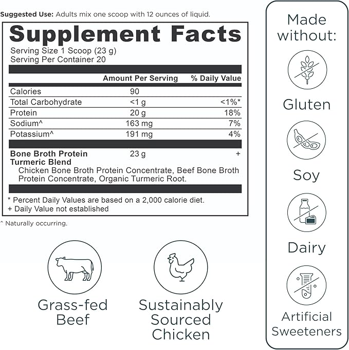 Ancient Nutrition Grass Fed, Cage Free, Bone Broth Protein Powder, 20g Protein, Hydrolyzed Collagen