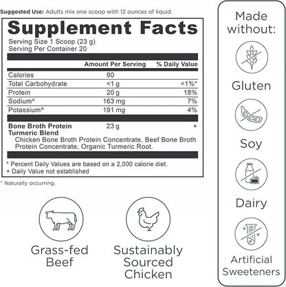 Ancient Nutrition Grass Fed, Cage Free, Bone Broth Protein Powder, 20g Protein, Hydrolyzed Collagen