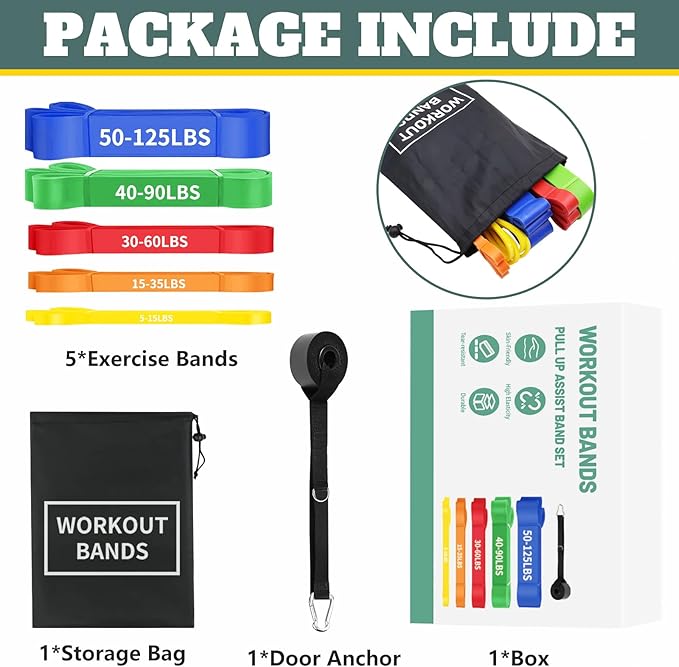 Exercise Bands Resistance Bands for Working Out,Pull Up Bands Set,at Home Workout Equipment,Workout