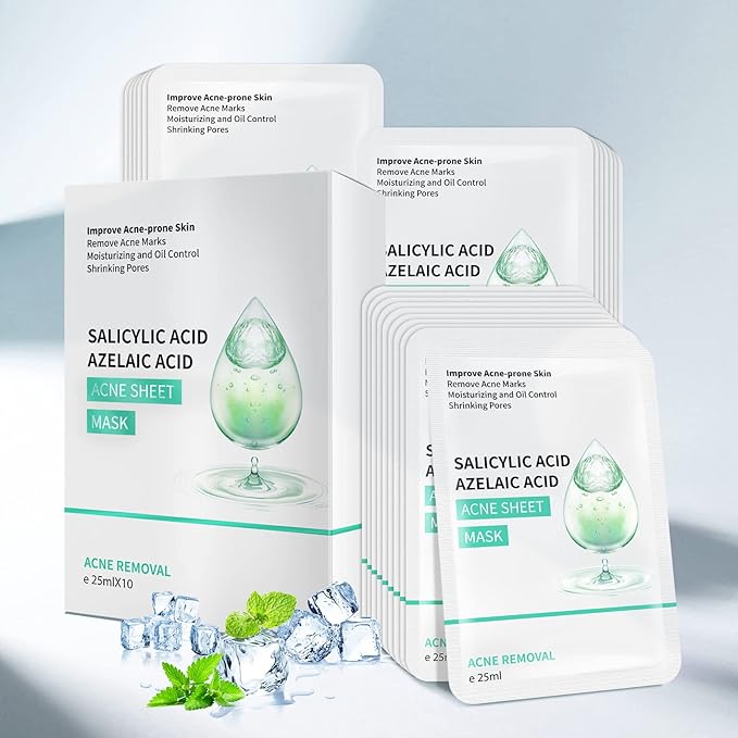 Facial Mask Anti Acne Face Masks Skin Care, Sheet Masks With Salicylic Acid Sheet For Acne Prone