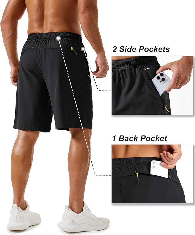 TACVASEN Men's Running Athletic Shorts 9" Quick Dry Workout Gym Shorts Lightweight Summer Shorts 3