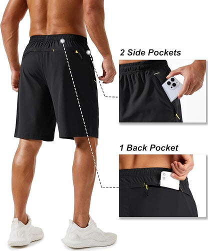 TACVASEN Men's Running Athletic Shorts 9" Quick Dry Workout Gym Shorts Lightweight Summer Shorts 3