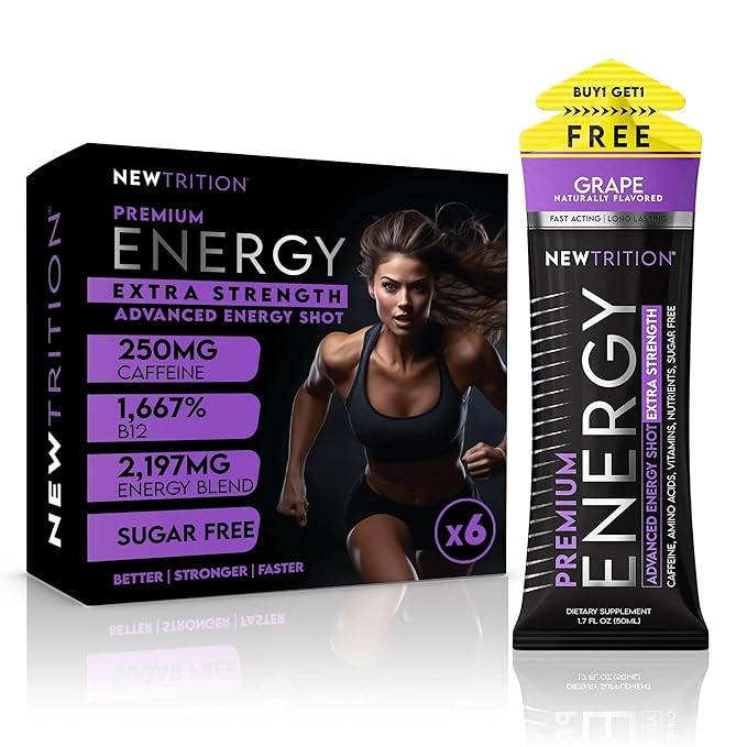 NewTrition® Extra Strength Energy Shots, 250mg Caffeine Energy Shots with Vitamin B & Amino Acids