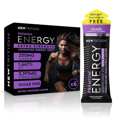 NewTrition® Extra Strength Energy Shots, 250mg Caffeine Energy Shots with Vitamin B & Amino Acids