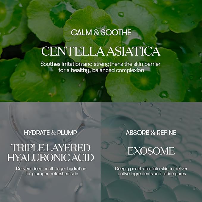 VT COSMETICS Cica-Exosome Moisture Mask 20 Sheets, Centella Asiatica & Hyaluronic Acid with