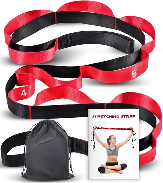 Stretching Strap with 10 Loops-Yoga Strap for Physical Therapy,Home Workout,Pilate & Flexibility