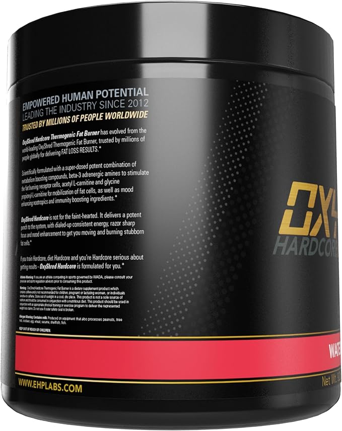 EHP Labs OxyShred Hardcore Super Dosed Pre Workout Powder - Preworkout Powder with L Glutamine &
