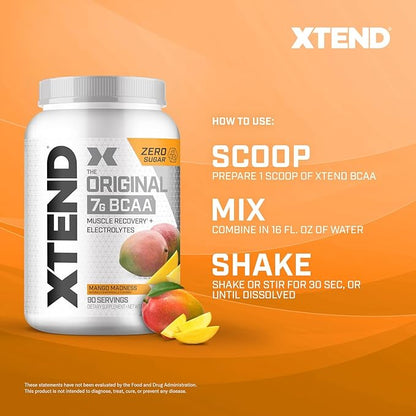 Original BCAA Powder Mango Madness | Sugar Free Post Workout Muscle Recovery Drink with Amino Acids
