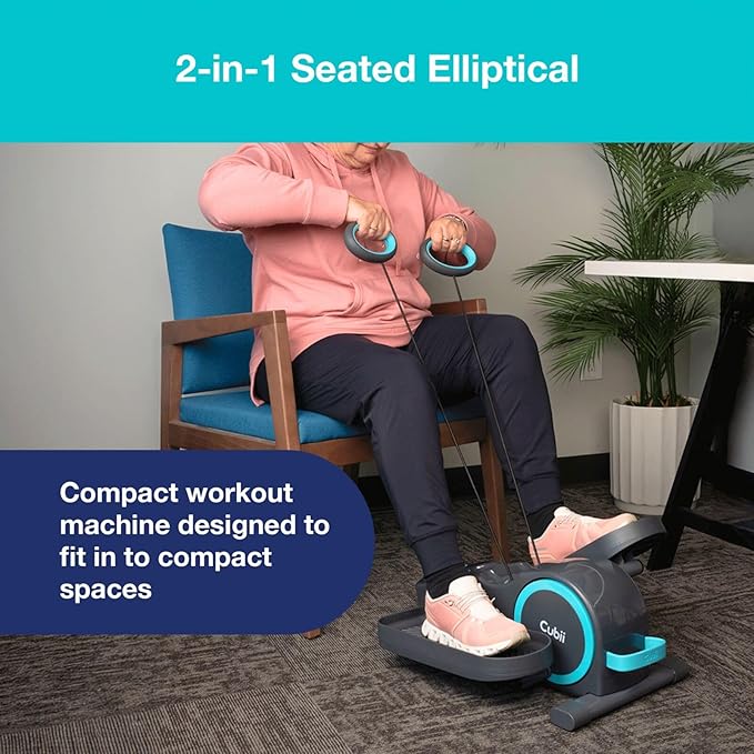 Cubii Total Body - Under Desk Seated Elliptical Pedal Exerciser with Built in Upper Body Resistance