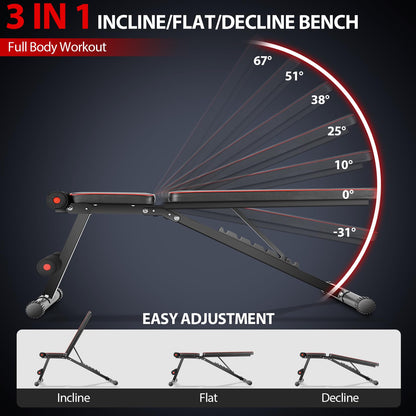 OPPSDECOR Weight Bench for Home Gym, ASTM-Certified 660LBS Fast Foldable Workout Bench for Home