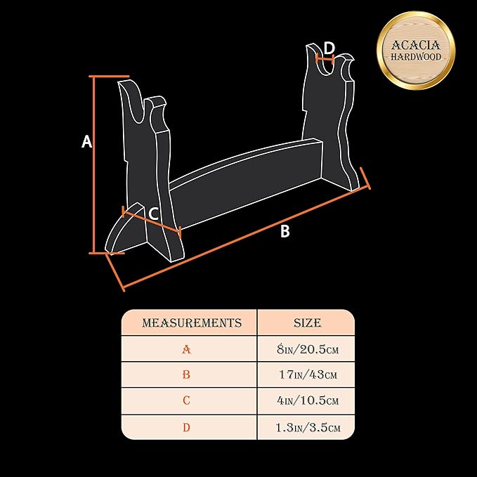 Mythrojan Medieval Sword Stand Solid Wood Horizontal Display Rack for Katana, Samurai, Gladiator