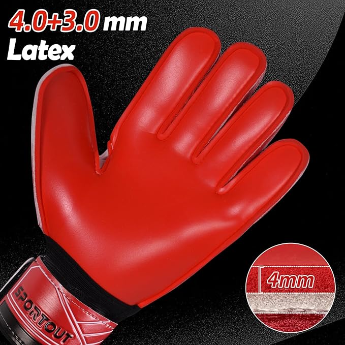 Sportout Goalie Gloves, Goalkeeper Gloves with Finger Protection, Breathable Soccer Goalie Gloves