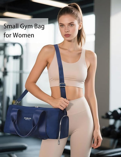 Compact Sports Gym Bag for Women and Man, Cute Mini Duffle Bag with Wet Pocket & Shoes Compartment