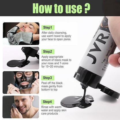 JVR Peel Off Face Mask, Blackhead Remover Mask for Men, Charcoal Peel Off Black Mask, Facial Mask