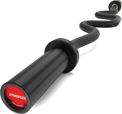 Synergee Commercial Super EZ Curl Olympic Bar Chrome, Black Phosphate and Red with Powder Coated
