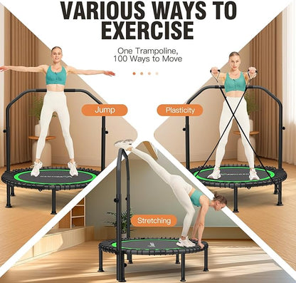 ANCHEER 40" Foldable Mini Trampoline,Max Load 450lbs/550lbs Indoor Trampoline,with 4 Level