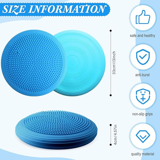 Libima 4 Pcs Wiggle Seat Inflated Wobble Cushion for Sensory Kid 13 Inches Balance Disc Flexible