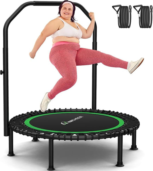 Bungee Rebounder Trampoline,ANCHEER 40" Foldable Fitness Trampoline with 4-Level Adjustable