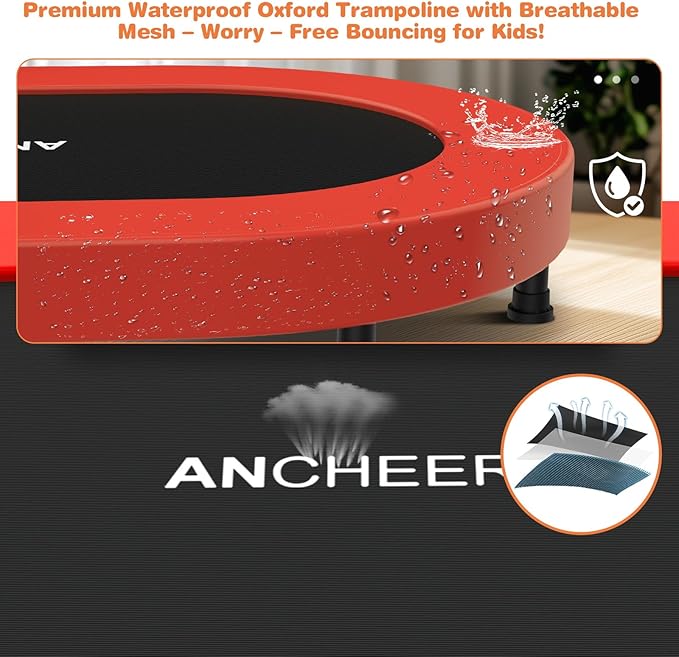 ANCHEER 56'' Foldable Mini Trampoline with Adjustable Handle - Indoor/Outdoor Rebounder for Kids &