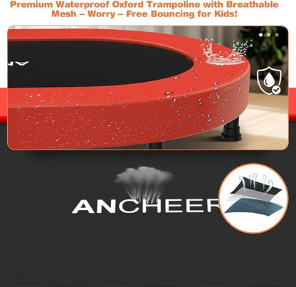 ANCHEER 56'' Foldable Mini Trampoline with Adjustable Handle - Indoor/Outdoor Rebounder for Kids &