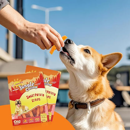 Jungle Calling Sweet Potato Dog Treats,Low Fat Natural Soft Chews for Weight Management, Single