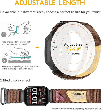 Rugged Nylon Sports Strap With Woven Loop Design, Compatible With Venu 2, 3, Plus, Sq, Sq 2, Music