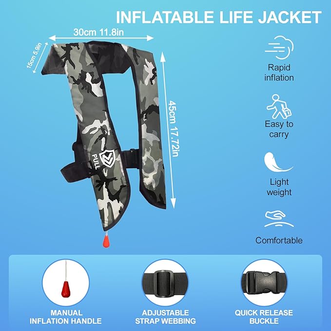 Automatic/Manual Inflatable Life Jacket| Inflatable PFD Kayak Vest Adult| Life Vest for Adults|