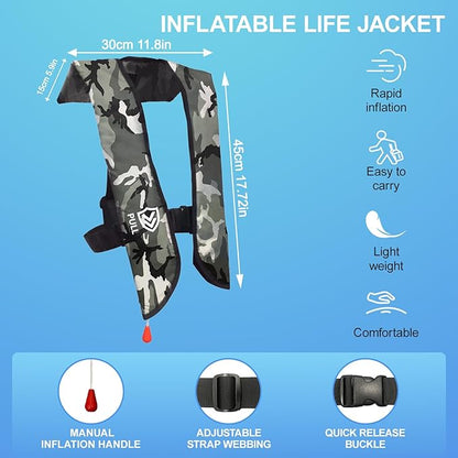 Automatic/Manual Inflatable Life Jacket| Inflatable PFD Kayak Vest Adult| Life Vest for Adults|