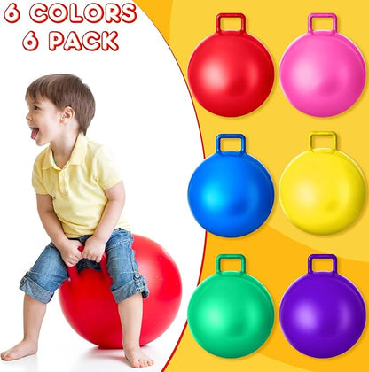 Lewtemi 6 Pcs Hopper Ball Carnival Outdoor Games 18 Inch Jumping Hopping Inflatable Bouncing Ball
