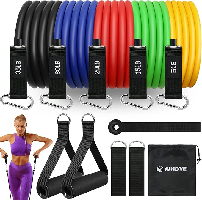 Aihoye Resistance Bands for Working Out, Exercise Bands with Handles, Stretch Bands for Exercise