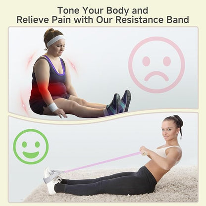 Fabric Resistance Band with Handles, 120lb Full-Body Excercise Band, Non-Slip Elastic Bands for