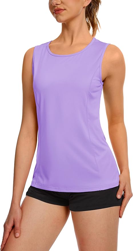 TACVASEN Women's UPF 80+ Workout Tank Top Sleeveless Quick Dry Sun Protection Hiking Athletic Gym
